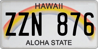 HI license plate ZZN876