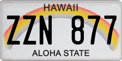 HI license plate ZZN877