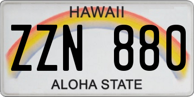 HI license plate ZZN880