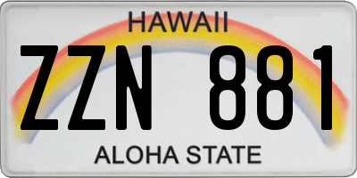 HI license plate ZZN881