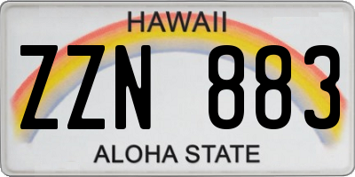 HI license plate ZZN883