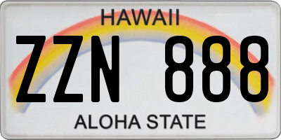 HI license plate ZZN888