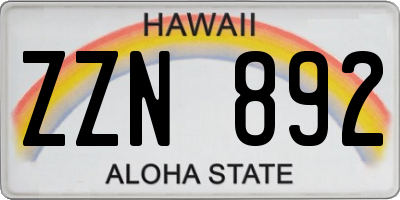 HI license plate ZZN892