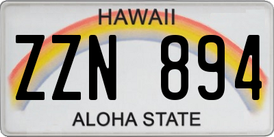 HI license plate ZZN894