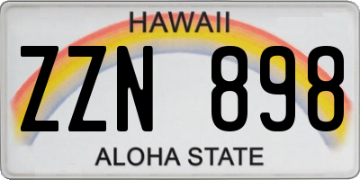 HI license plate ZZN898