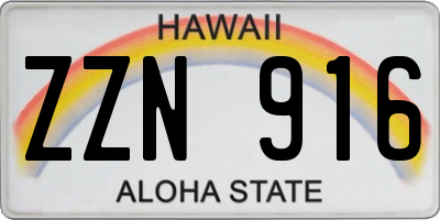 HI license plate ZZN916