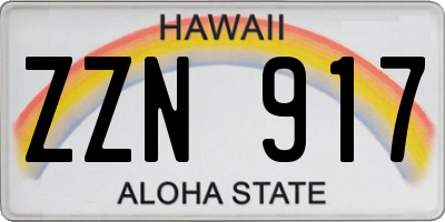 HI license plate ZZN917