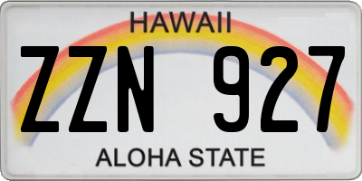 HI license plate ZZN927