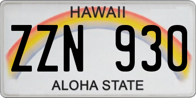 HI license plate ZZN930
