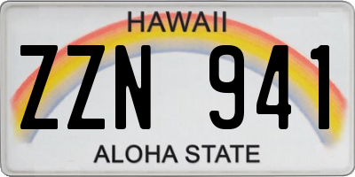 HI license plate ZZN941