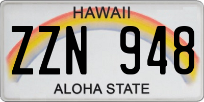 HI license plate ZZN948