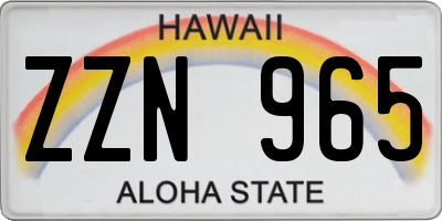 HI license plate ZZN965