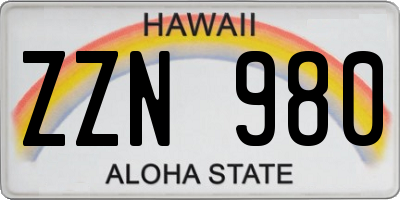HI license plate ZZN980