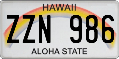 HI license plate ZZN986