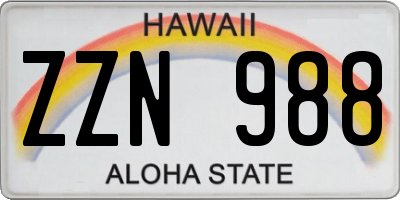 HI license plate ZZN988