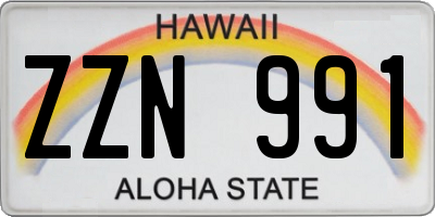 HI license plate ZZN991