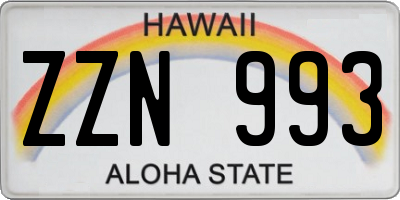 HI license plate ZZN993