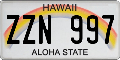 HI license plate ZZN997