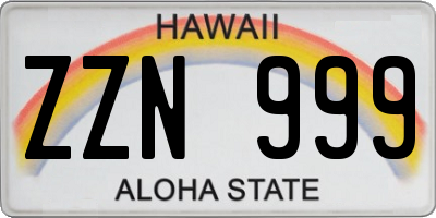 HI license plate ZZN999