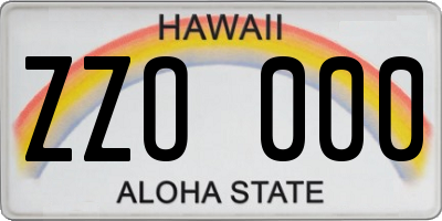 HI license plate ZZO000