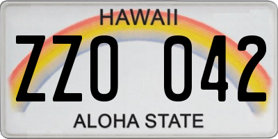 HI license plate ZZO042