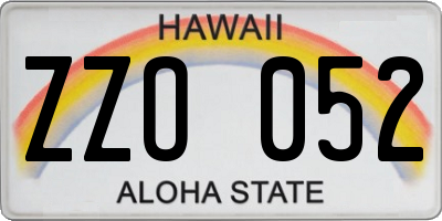 HI license plate ZZO052