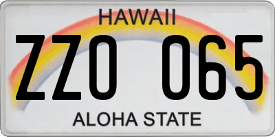 HI license plate ZZO065