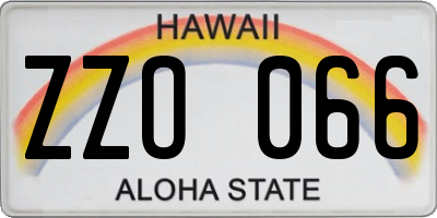 HI license plate ZZO066