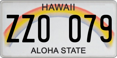 HI license plate ZZO079