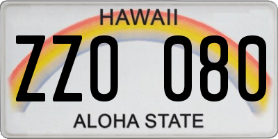 HI license plate ZZO080