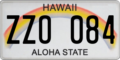 HI license plate ZZO084
