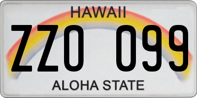 HI license plate ZZO099