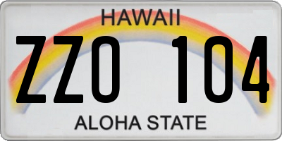 HI license plate ZZO104