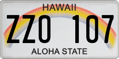 HI license plate ZZO107