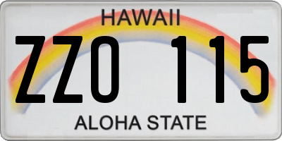 HI license plate ZZO115