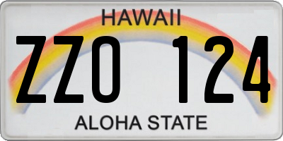 HI license plate ZZO124