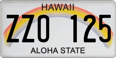HI license plate ZZO125