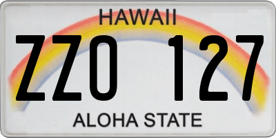 HI license plate ZZO127