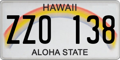 HI license plate ZZO138