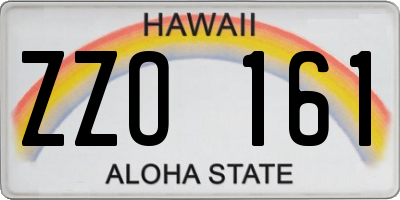 HI license plate ZZO161