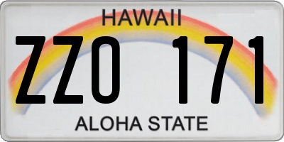 HI license plate ZZO171
