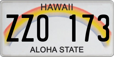 HI license plate ZZO173