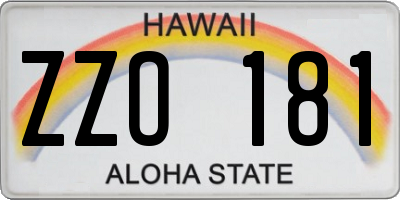 HI license plate ZZO181