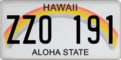 HI license plate ZZO191