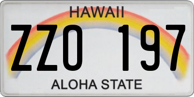 HI license plate ZZO197