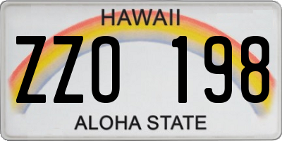 HI license plate ZZO198
