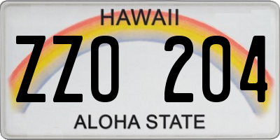 HI license plate ZZO204