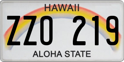 HI license plate ZZO219