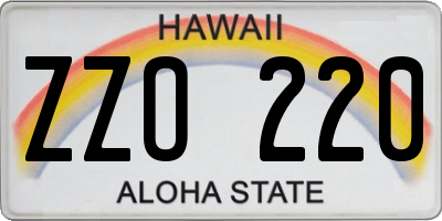 HI license plate ZZO220