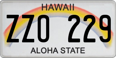 HI license plate ZZO229